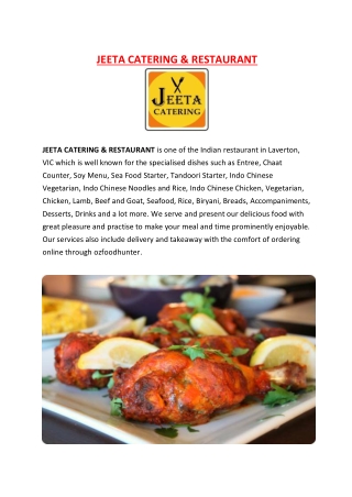 5% off - Jeeta Catering and Restaurant Menu Laverton, VIC