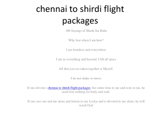 chennai to shirdi flight packages