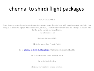 chennai to shirdi flight packages