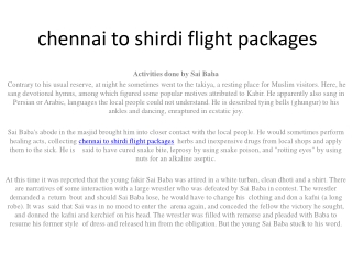 chennai to shirdi flight packages