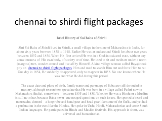 chennai to shirdi flight packages