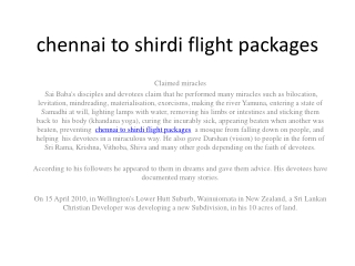 chennai to shirdi flight packages