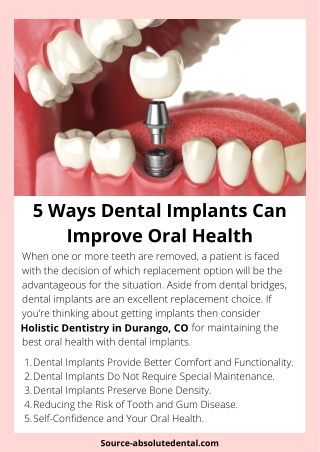 5 Ways Dental Implants Can Improve Oral Health