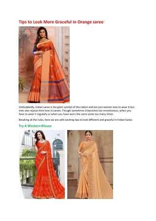 Tips to Look More Graceful in Orange saree
