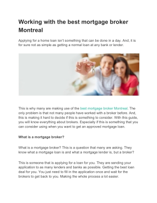 Working with the best mortgage broker Montreal