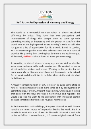 Kef! Art — An Expression of Harmony and Energy