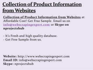 Collection of Product Information from Websites