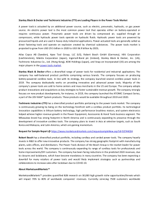 Power Tools Market by Mode, Tool Type, Application  | COVID-19 Impact Analysis | MarketsandMarkets