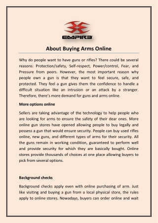 About Buying Arms Online