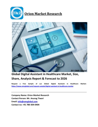 Global Digital Assistant in Healthcare Market Size, Industry Trends, Share and Forecast 2020-2026