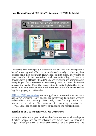 How Do You Convert PSD Files To Responsive HTML In Batch?