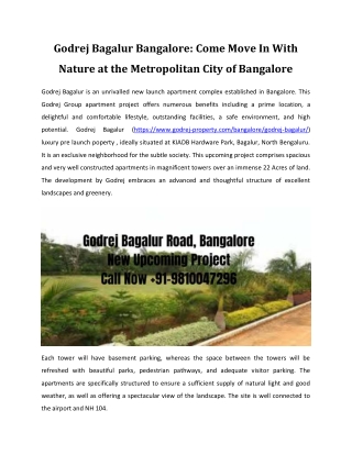 Godrej Bagalur Bangalore: Come Move In With Nature at the Metropolitan City of Bangalore!!