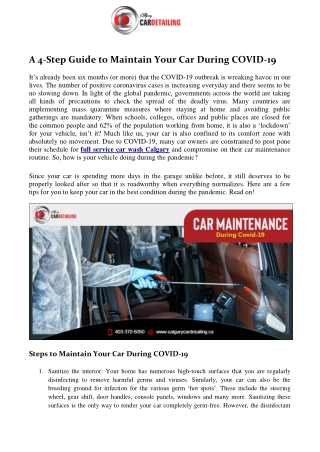 A 4-Step Guide to Maintain Your Car During COVID-19