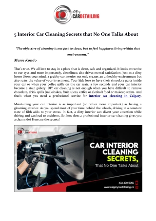 5 Interior Car Cleaning Secrets that No One Talks About