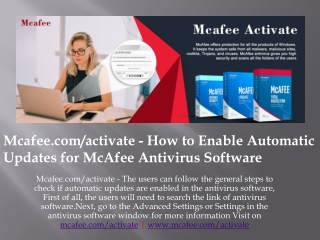Mcafee.com/activate - How to Enable Automatic Updates for McAfee Antivirus Software