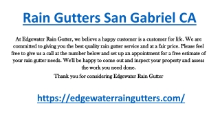 Rain Gutters San Gabriel CA