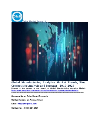 Global Manufacturing Analytics Market Trends, Size, Competitive Analysis and Forecast - 2019-2025