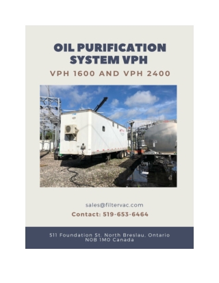 Oil Purification System (OPS) model VPH| Vacuum Dehydrators | Filtervac