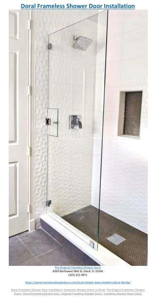 Doral Frameless Shower Door Installation