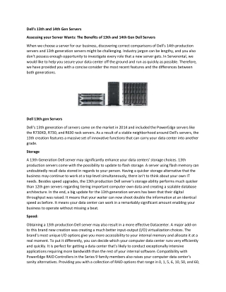 Dell's 13th and 14th Gen Servers