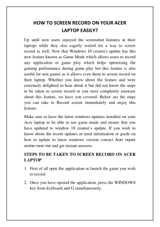 How To Screen Record On Your Acer Laptop Easily?