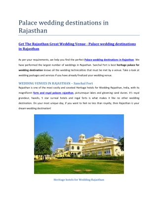 Palace wedding destinations in Rajasthan