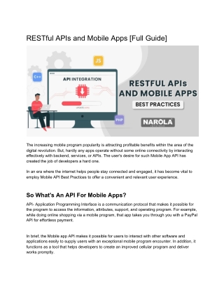 RESTful APIs and Mobile Apps: Best Practices