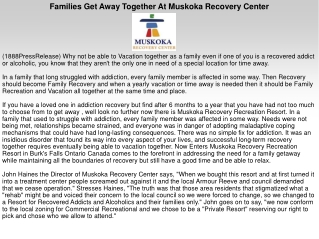 Families Get Away Together At Muskoka Recovery Center