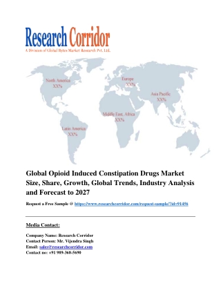 Global Opioid Induced Constipation Drugs Market Size, Share, Growth, Global Trends, Industry Analysis and Forecast to 20