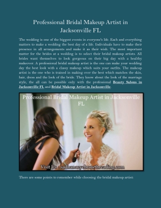 Professional Bridal Makeup Artist in Jacksonville FL