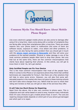 Common Myths You Should Know About Mobile Phone Repair