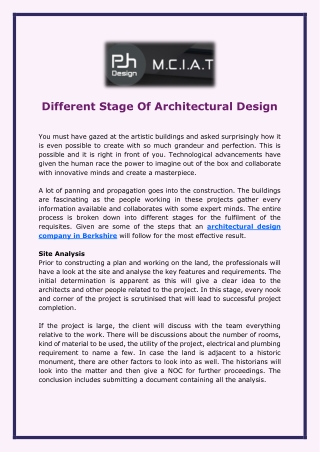 Different Stage Of Architectural Design