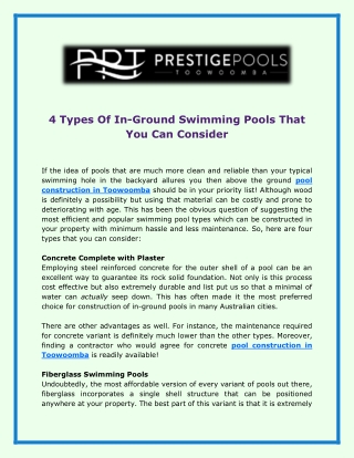 4 Types Of In-Ground Swimming Pools That You Can Consider