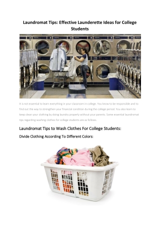 Laundromat Tips - Effective Launderette Ideas for College Students