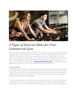 4 Types of Exercise Bikes for Your Commercial Gym