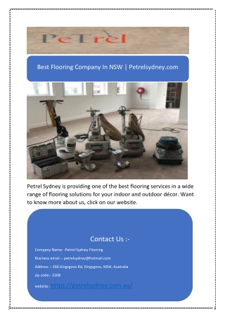 Best Flooring Company In NSW | Petrelsydney.com