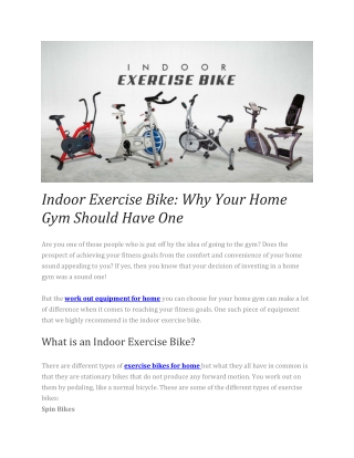 Indoor Exercise Bike: Why Your Home Gym Should Have One