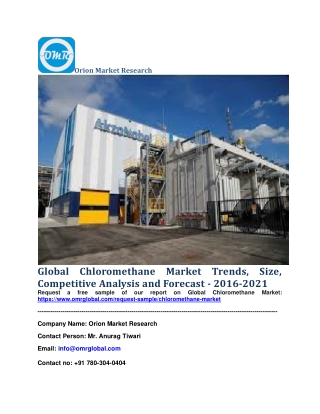 Global Chloromethane Market Trends, Size, Competitive Analysis and Forecast - 2016-2021