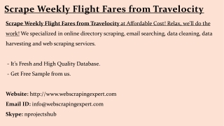 Scrape Weekly Flight Fares from Travelocity