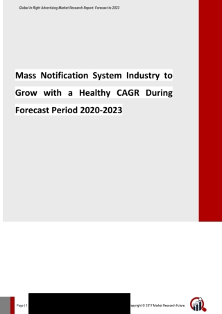 Mass Notification System Industry2020: Historical Analysis, Opportunities, Latest Innovations, Top Players Forecast 2023