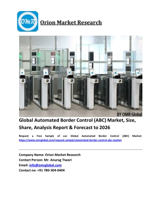 Global Automated Border Control (ABC) Market Size, Industry Trends, Share and Forecast 2020-2026
