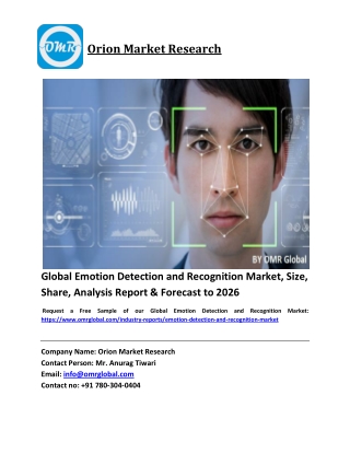 Global Emotion Detection and Recognition Market Size, Industry Trends, Share and Forecast 2020-2026