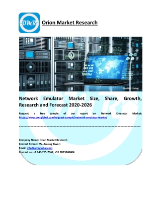 Network Emulator Market Size, Share, Growth, Research and Forecast 2020-2026