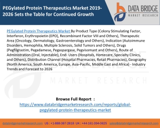 PEGylated Protein Therapeutics Market 2019-2026 Sets the Table for Continued Growth