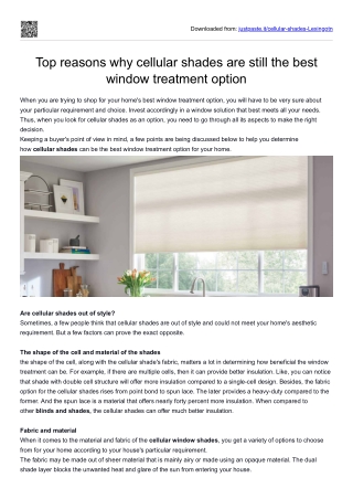 Top reasons why cellular shades are still the best window treatment option