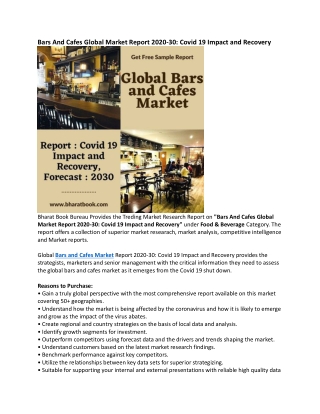 Global Bars and Cafes Market Research Report Forecast 2030