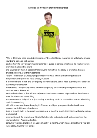 Motives to Invest in Brand Merchandise