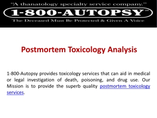 Postmortem Toxicology Analysis