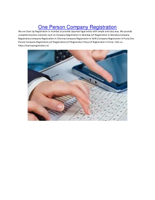 One Person Company Registration