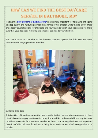 How can we find the best daycare service in Baltimore, MD?